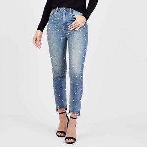 Juicy Coture Black Label Medium Wash GF Pearl Front Jeans NWOT Sz 28. Ret $268